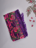 Purple and Pink Floral Printed Design Chiffon Saree with Stone Embellished Border
