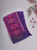 Purple and Pink Geometric Printed Chiffon Saree with Stone Embellished Border