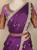 Purple and Teal Green Floral Embroidered Silk Lehenga with Draped Dupatta