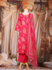 Queen Pink Block Printed Cotton Salwar Suit