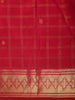 Queen Pink Checked Zari Woven Design Pure Kanchipuram Silk Saree with Zari Border