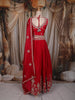 Queen Pink Floral Beads and Zari Embroidered Design Georgette Lehenga with Dupatta