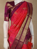 Queen Pink Floral Checked Zari Woven Design Pure Kanchipuram Silk Saree with Contrast Peacock Zari Border