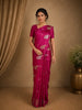 Queen Pink Floral Design Semi Banarasi Saree