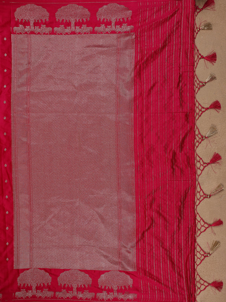 Queen Pink Butta Design Tussar Silk Saree - Diadem