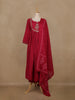 Queen Pink Floral Embroidered Cotton Salwar Suit With Dupatta