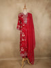 Queen Pink Floral Embroidered Design Cotton Straight Cut Salwar Suit with Dupatta