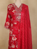 Queen Pink Floral Embroidered Design Cotton Straight Cut Salwar Suit with Dupatta