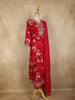 Queen Pink Floral Embroidered Design Cotton Straight Cut Salwar Suit with Dupatta