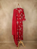 Queen Pink Floral Embroidered Design Cotton Straight Cut Salwar Suit with Dupatta
