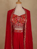 Queen Pink Floral Embroidered Design Georgette Palazzo Suit with Dupatta