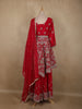 Queen Pink Floral Embroidered Design Georgette Peplum Palazzo Suit with Dupatta