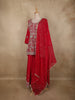 Queen Pink Floral Embroidered Design Georgette Peplum Palazzo Suit with Dupatta