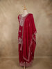 Queen Pink Floral Embroidered Design Organza Palazzo Suit with Dupatta