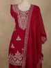 Queen Pink Floral Embroidered Design Organza Palazzo Suit with Dupatta