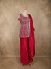 Queen Pink Floral Embroidered Design Silk Palazzo Suit with Dupatta