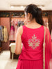 Queen Pink Floral Embroidered Georgette Palazzo Suit