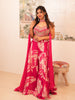 Queen Pink Floral Kartana Beads Embroidered Design Tissue Banarasi Party Wear Indo Western Palazzo Suit with Matching Choker Dupatta