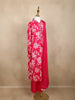 Queen Pink Floral Printed Cotton Kids Salwar Suit With Dupatta