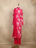 Queen Pink Floral Printed Cotton Kids Salwar Suit With Dupatta