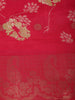 Queen Pink Floral Printed Design Chiffon Saree with Paisley Zari Border