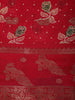 Queen Pink Floral Printed Design Chiffon Saree with Peacock Border