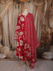 Queen Pink Floral Printed Design Cotton Anarkali Salwar Suit with Dupatta
