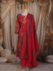 Queen Pink Floral Printed Design Cotton Anarkali Salwar Suit with Dupatta