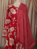 Queen Pink Floral Printed Design Cotton Anarkali Salwar Suit with Dupatta
