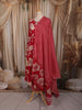 Queen Pink Floral Printed Design Cotton Anarkali Salwar Suit with Dupatta