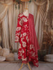 Queen Pink Floral Printed Design Cotton Anarkali Salwar Suit with Dupatta