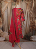 Queen Pink Floral Printed Design Cotton Anarkali Salwar Suit with Dupatta