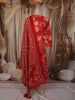 Queen Pink Floral Printed Design Cotton Anarkali Salwar Suit with Dupatta