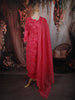 Queen Pink Floral Printed Design Cotton Straight Cut Salwar Suit with Dupatta
