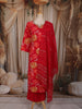 Queen Pink Floral Printed Design Cotton Straight Cut Salwar Suit with Dupatta