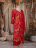 Queen Pink Floral Printed Design Cotton Straight Cut Salwar Suit with Dupatta