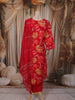 Queen Pink Floral Printed Design Cotton Straight Cut Salwar Suit with Dupatta