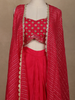 Queen Pink Floral Sequins Embroidered Chiffon Skirt Top