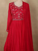 Queen Pink Floral Sequins Embroidered Design Georgette Gown with Dupatta