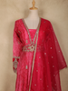 Queen Pink Floral Sequins Embroidered Design Synthetic Party Wear Gown with Dupatta