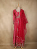 Queen Pink Floral Sequins Embroidered Design Synthetic Party Wear Gown with Dupatta