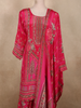 Queen Pink Floral Sequins and Beads Embroidered Design Crepe Palazzo Suit