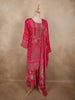Queen Pink Floral Sequins and Beads Embroidered Design Crepe Palazzo Suit