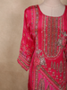 Queen Pink Floral Sequins and Beads Embroidered Design Crepe Palazzo Suit