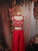Queen Pink Floral Sequins and Beads Embroidered Design Georgette Palazzo Suit with Matching Choker Dupatta