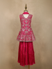 Queen Pink Floral Sequins and Thread Embroidered Design Silk Kids Sharara Suit with Dupatta