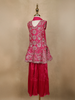 Queen Pink Floral Sequins and Thread Embroidered Design Silk Kids Sharara Suit with Dupatta