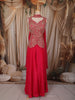 Queen Pink Floral Sequins and Zardozi Embroidered Design Tissue Palazzo Suit with Choker Dupatta