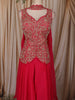 Queen Pink Floral Sequins and Zardozi Embroidered Design Tissue Palazzo Suit with Choker Dupatta