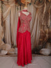 Queen Pink Floral Sequins and Zardozi Embroidered Design Tissue Palazzo Suit with Choker Dupatta